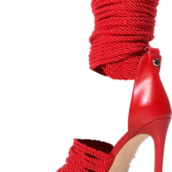 Chic Red Rope Women's High Heel Sandals - Picture 6 of 7